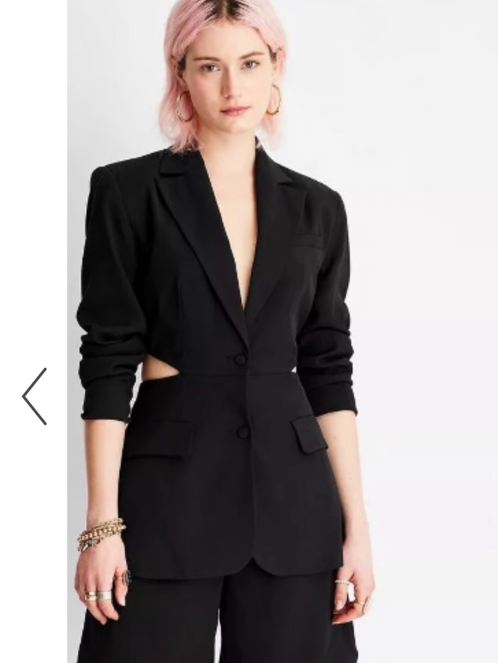 Women's Black Cutout Tailored Blazer Jacket